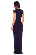 Navy Lace Wrap Over Maxi Dress