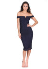 Navy Lace Bardot Midi Dress