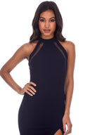 Navy Mesh Detailing Maxi Dress