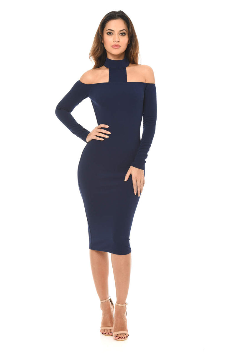 Navy Midi Bodycon Dress