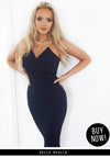 Navy Notch Front Bodycon Dress