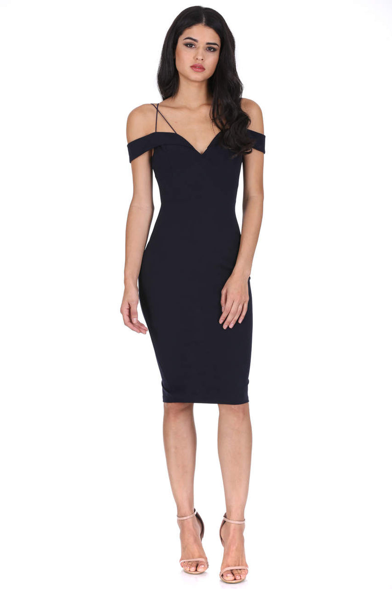 Navy Off The Shoulder Bodycon Dress – AX Paris