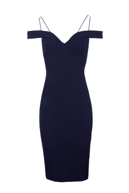 Navy Off The Shoulder Bodycon Dress