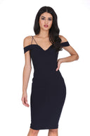 Navy Off The Shoulder Bodycon Dress
