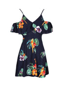 Navy Off The Shoulder Floral Dress