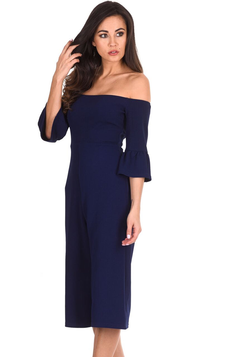 Navy Off The Shoulder Jumpsuit