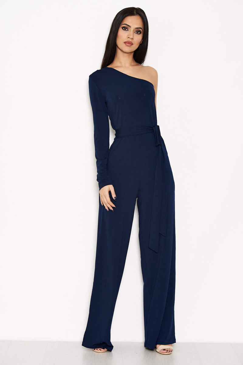 Navy one shoulder jumpsuit on sale