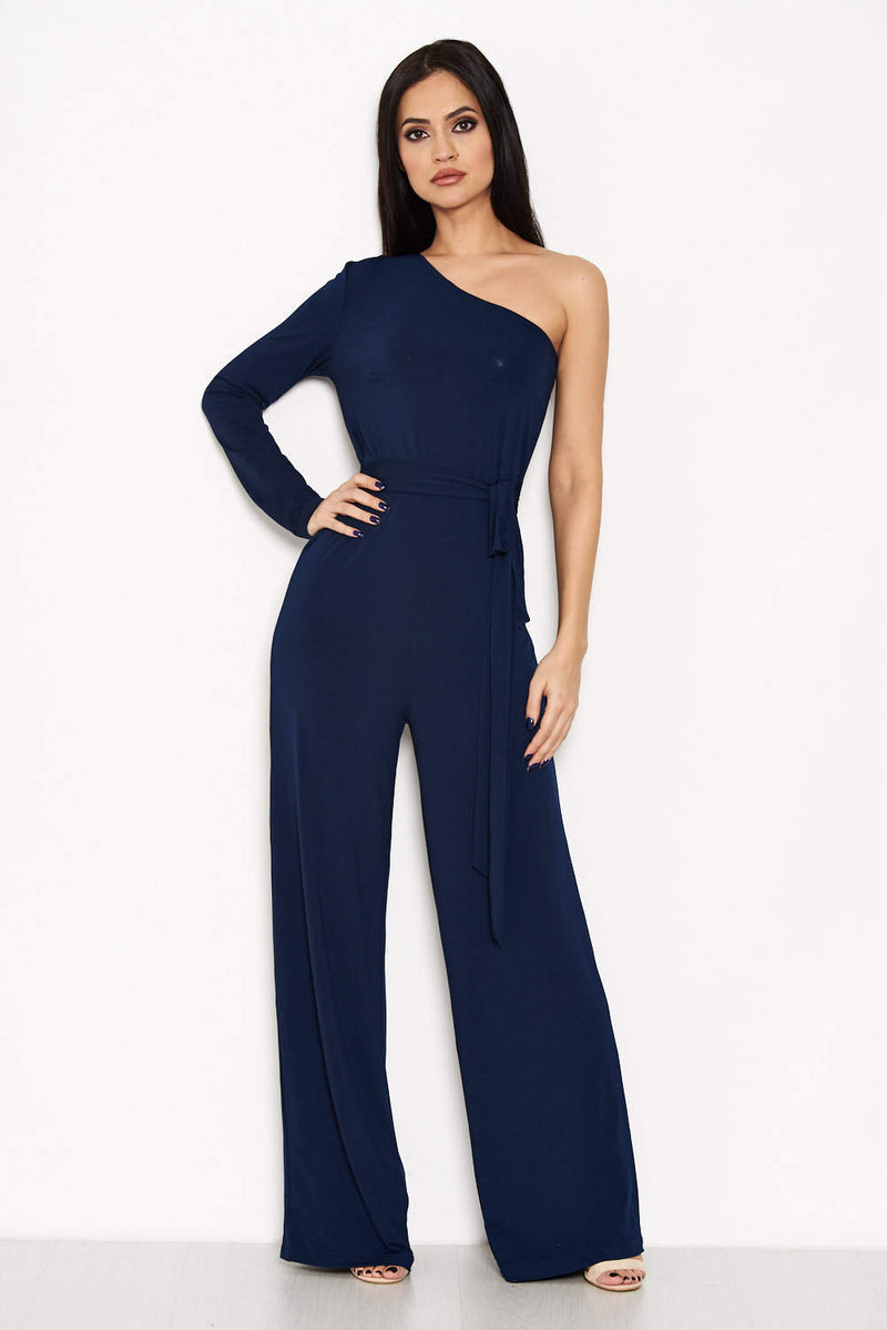 Navy One Shoulder Jumpsuit