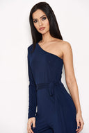 Navy One Shoulder Jumpsuit