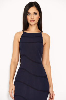 Navy Strappy Fishtail Dress