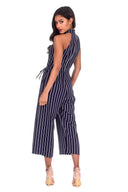 Navy Striped Culotte Jumpsuit