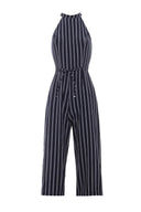 Navy Striped Culotte Jumpsuit