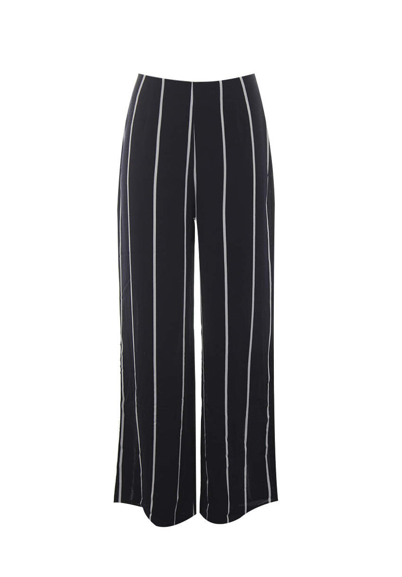 Navy Striped Flair Trousers