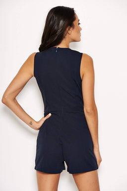 Navy Tie Waist Playsuit