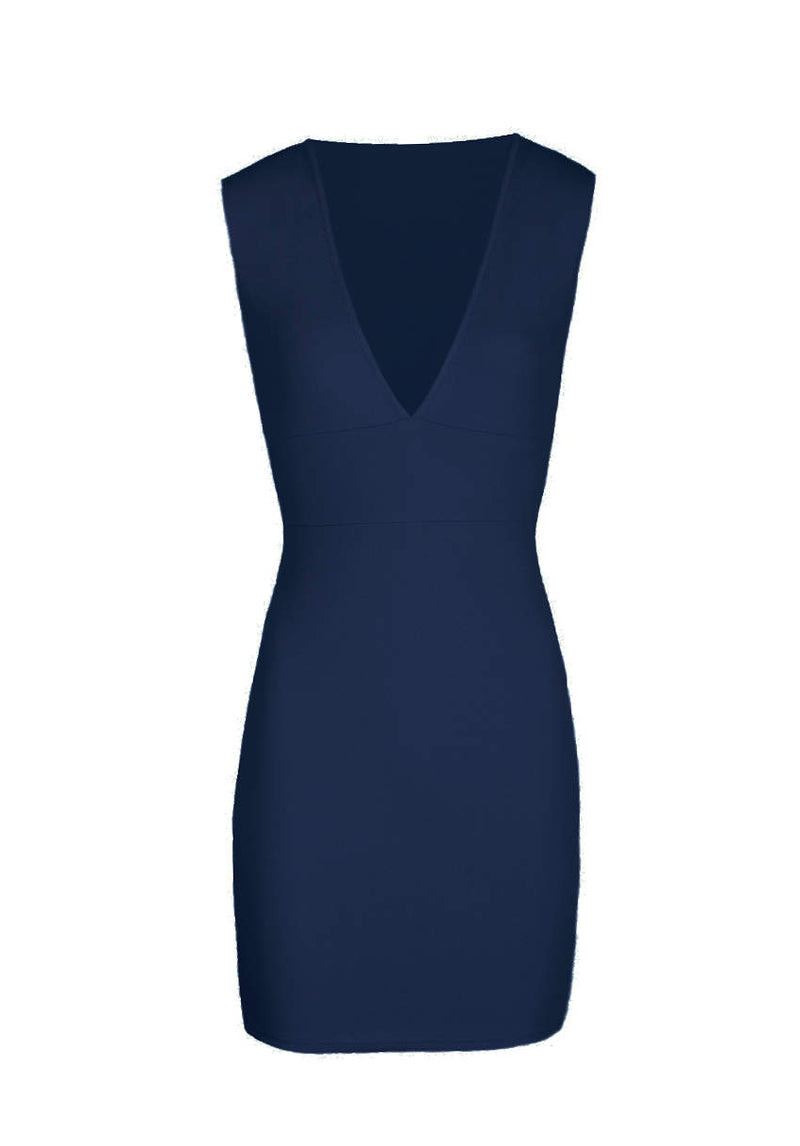 Navy V-Front Bodycon Dress