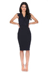 Navy V-neck Lace Midi Dress