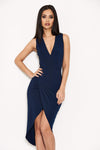 Navy Wrap Bodycon Dress