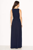 Navy Wrap Front Maxi Dress