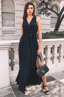 Navy Wrap Front Maxi Dress