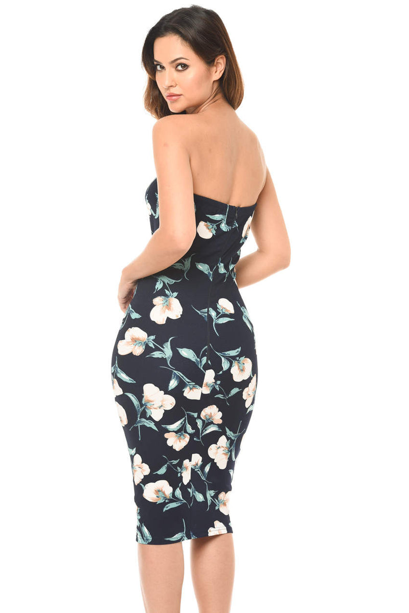 Navy Strapless Bodycon Dress