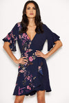 Navy Floral Frill Dress