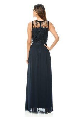 Navy Crochet Top Maxi Dress