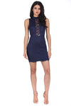 Navy High Neck Lace Dress