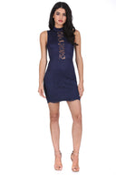 Navy High Neck Lace Dress