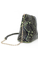 Neon Green Snake Print Cross Over Bag