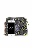 Neon Green Snake Print Cross Over Bag