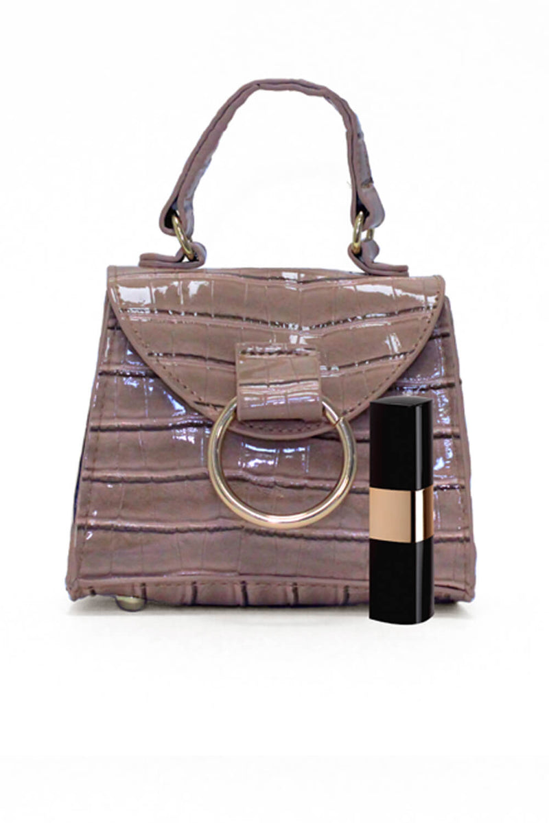 Nude Croc Ring Micro Mini Bag