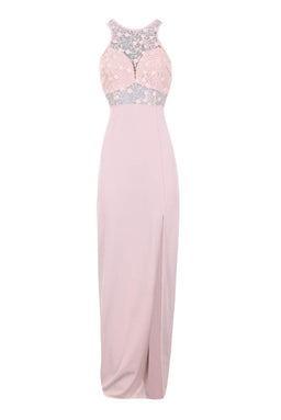 Nude Lace Top Maxi Dress