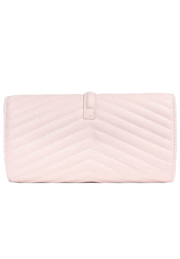 Nude Quilted Gold Tassel Clutch Bag