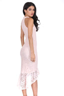 Nude Racer Neck Fishtail Dress
