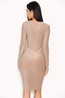 Nude Ruched Front Bodycon Dress