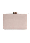 Nude Suede Box Clutch With A Jewel Clasp