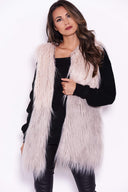 Nude and Grey Ombre Faux Fur Gilet