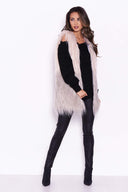 Nude and Grey Ombre Faux Fur Gilet