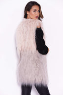 Nude and Grey Ombre Faux Fur Gilet