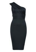 Navy One Shoulder Midi Bodycon