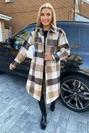 Oatmeal Checked Oversized Jacket