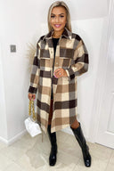 Oatmeal Checked Oversized Jacket