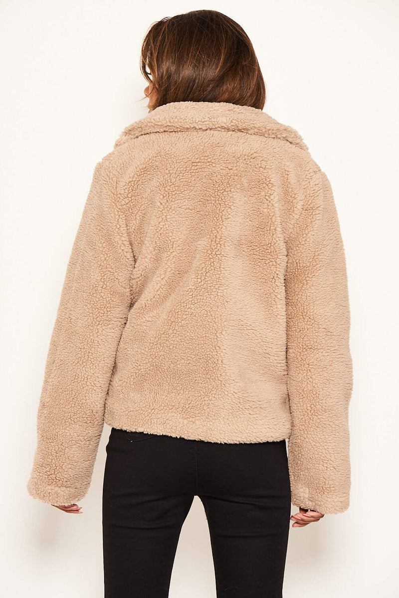 Oatmeal Teddy Faux Fur Short Coat