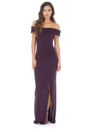 Plum Off The Shoulder Slinky Maxi Dress