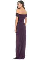 Plum Off The Shoulder Slinky Maxi Dress