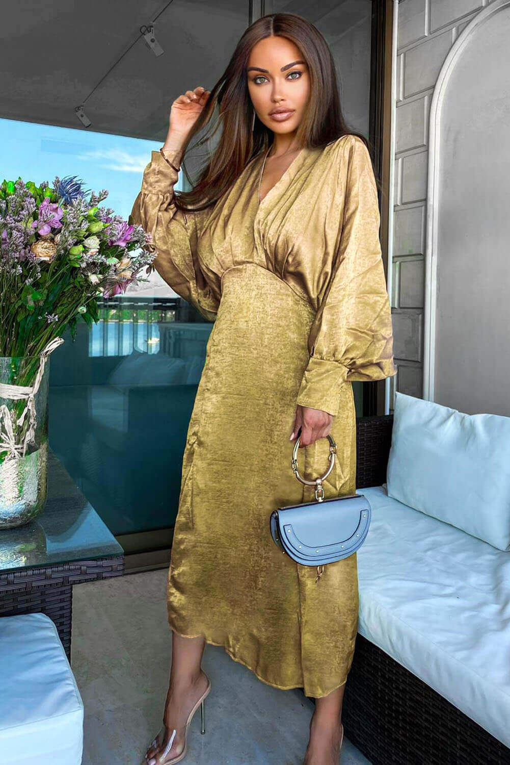 Batwing v neck dress store