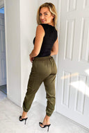 Olive Silky Cargo Pants