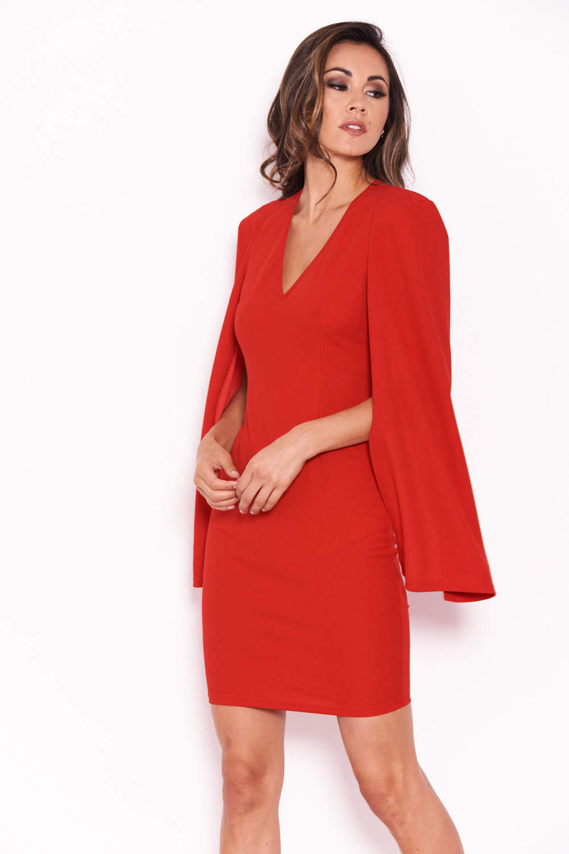 Red Split Sleeve Mini Dress