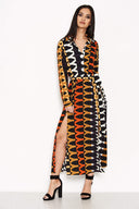 Orange Aztec Printed Shirt Dress