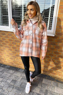 Orange Checked Shirt Jacket